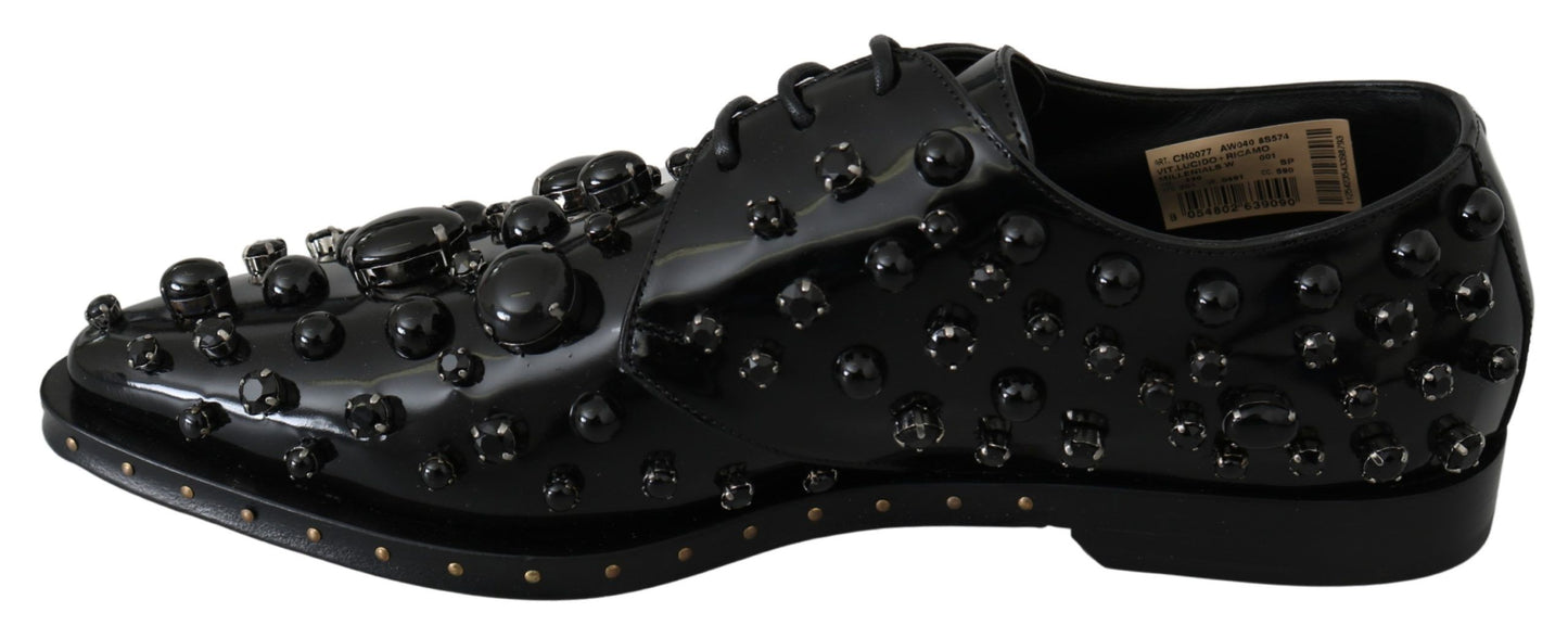 Dolce & Gabbana Elegant Black Dress Shoes with Crystals