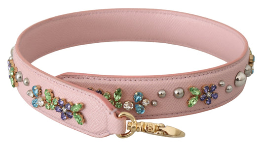 Dolce & Gabbana Stunning Pink Crystal Studded Leather Strap