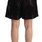 Dolce & Gabbana Black Floral Brocade High Waist Mini Shorts
