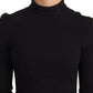 Dolce & Gabbana Black Stretch Turtleneck Sheath Midi Dress