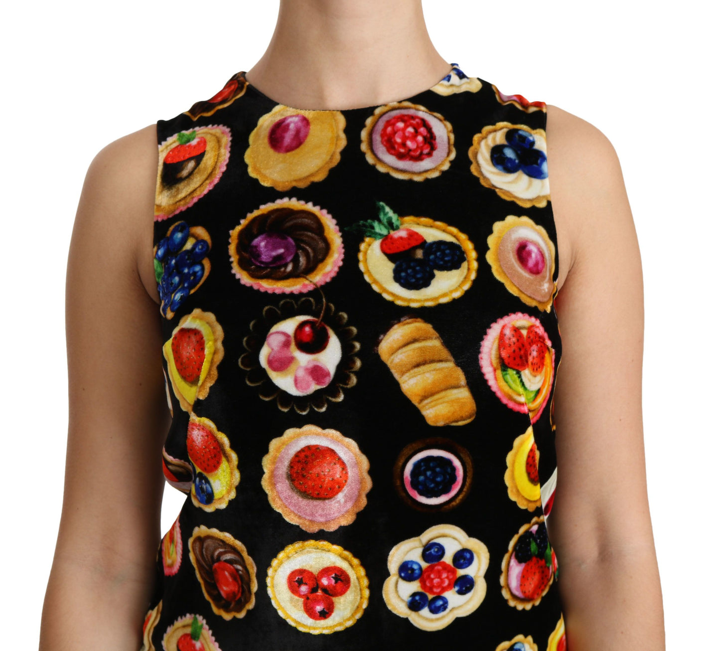 Dolce & Gabbana Black Desserts Shift Mini Viscose Dress