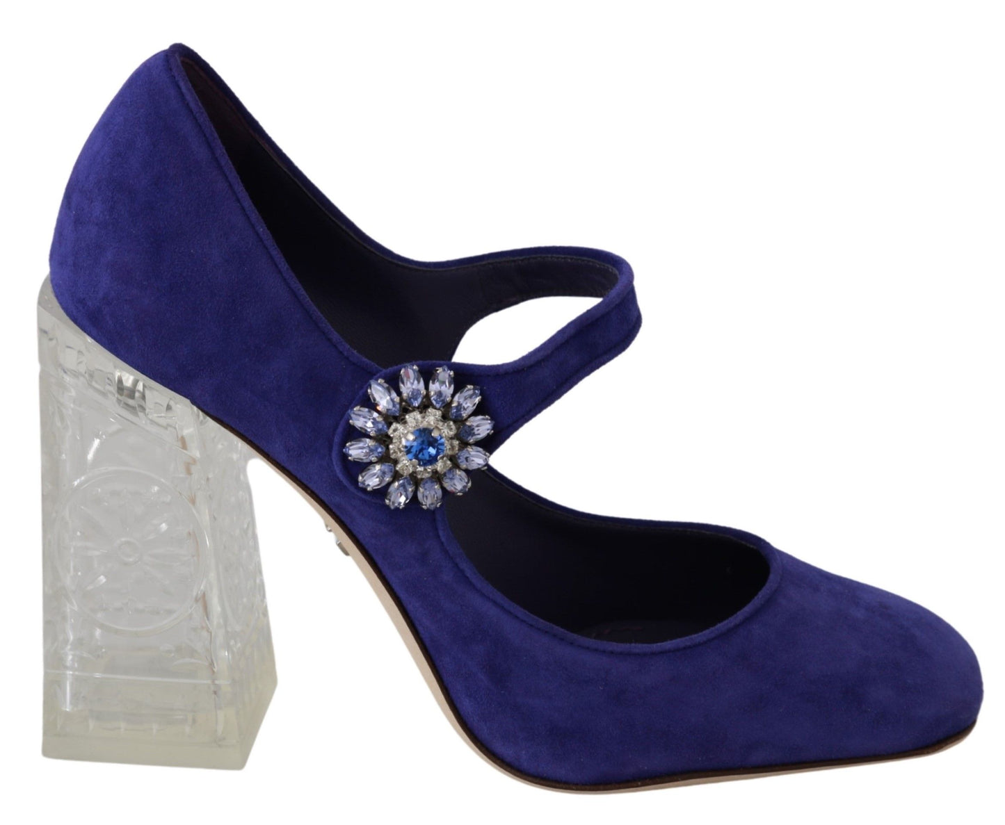 Dolce & Gabbana Purple Suede Crystal Pumps Heels Shoes
