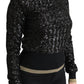 Dolce & Gabbana Black Sequined Knitted Turtle Neck Sweater