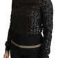Dolce & Gabbana Black Sequined Knitted Turtle Neck Sweater