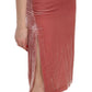 PINKO Pink Lace Spaghetti Strap Side Slit Shift Midi Dress