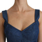 Dolce & Gabbana Blue Sleeveless Bustier Blouse Cotton Top