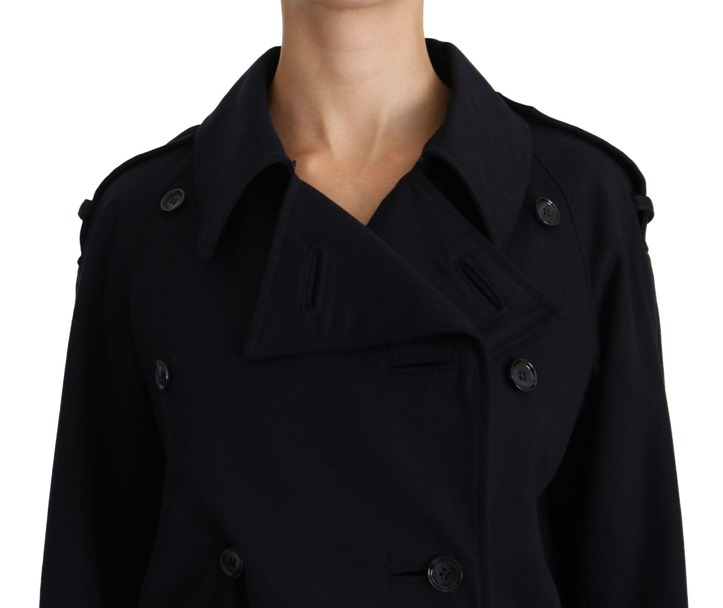 Dolce & Gabbana Coat Blue Cotton Women Trench Jacket