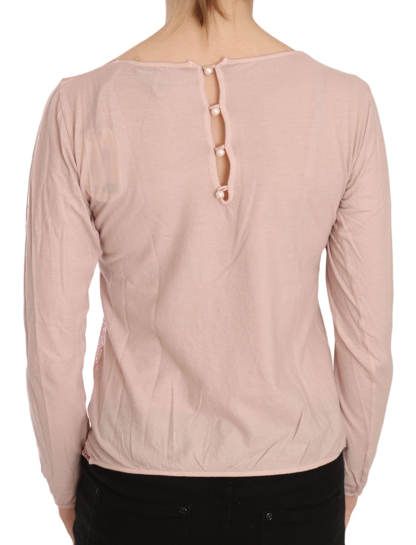 PINK MEMORIES Pink Lace See Through Long Sleeve Top Blouse