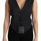 Dolce & Gabbana Chic Black Dotted Wool Blend Sleeveless Vest