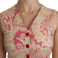 Dolce & Gabbana Pink Gold Brocade Waistcoat Vest Blouse Top