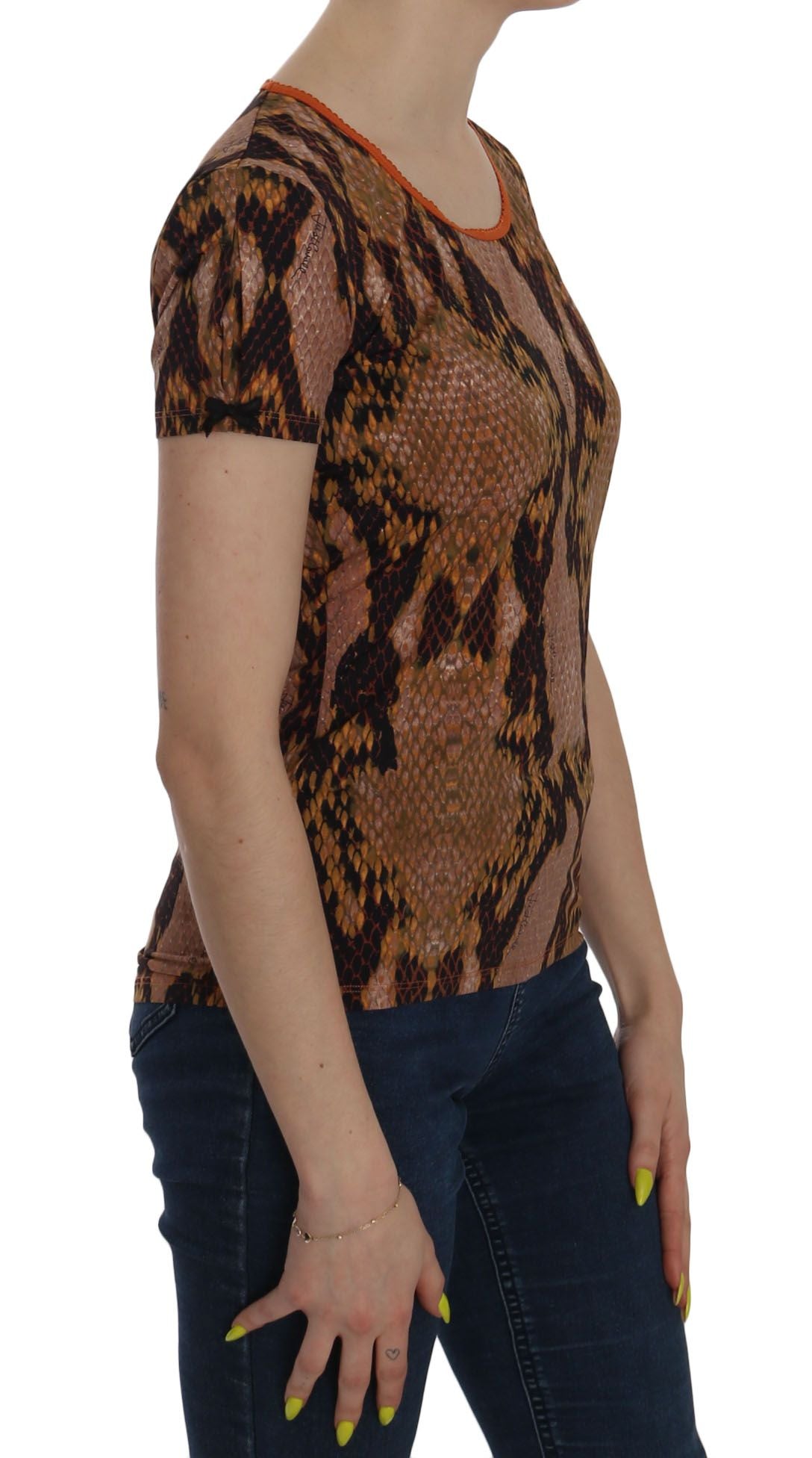 Just Cavalli Snake Skin Print Short Sleeve Top T-shirt