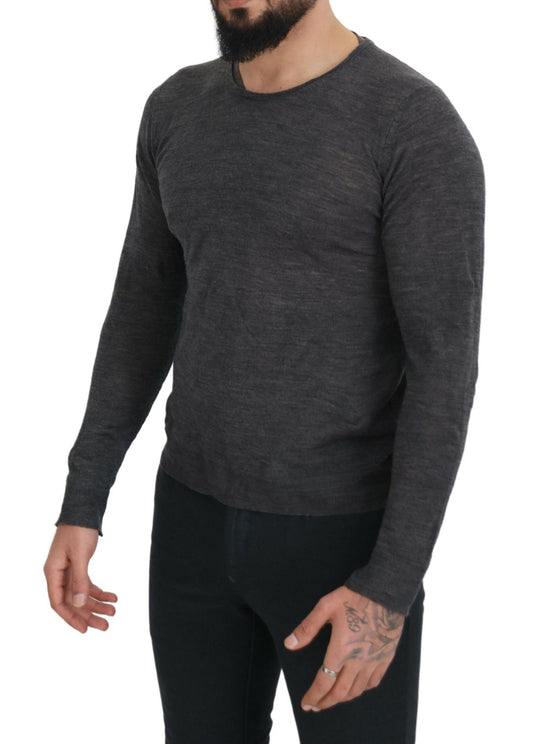 Costume National Sleek Gray Crewneck Pullover Sweater