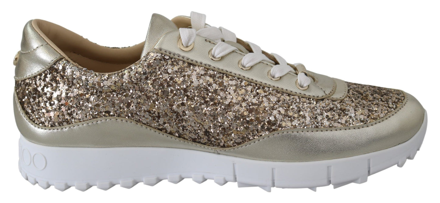 Jimmy Choo Gold Leather Antique Monza Sneakers