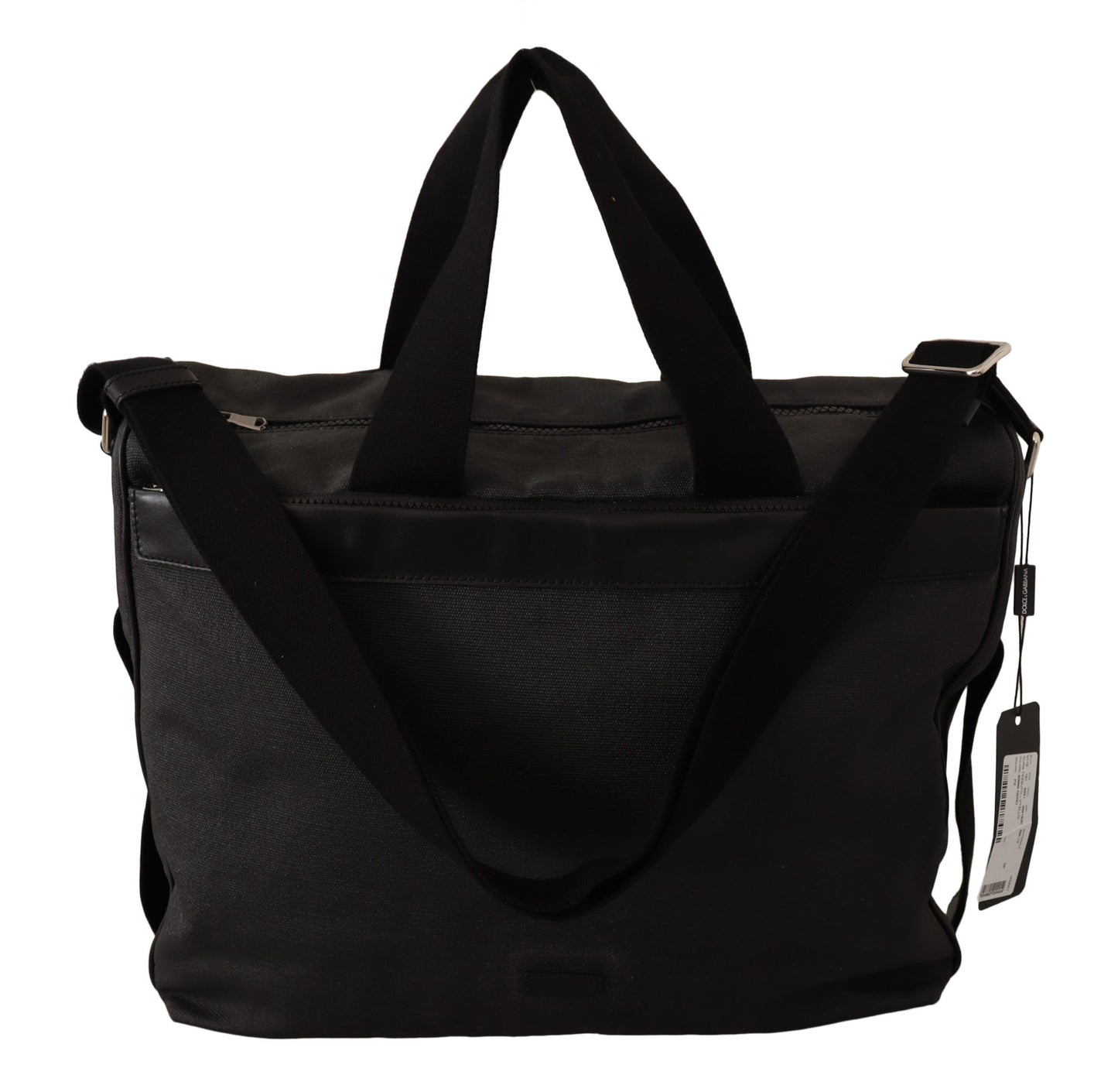 Dolce & Gabbana Black Denim Leather Shoulder Strap Messenger Bag