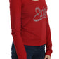 Exte Red Crystal Embellished Long Sleeve Blouse