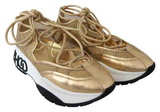 Jimmy Choo Golden Glamour Mesh Leather Sneakers