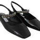 Jimmy Choo Elegant Black Patent Flats with Crystal Accent