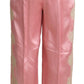 Dolce & Gabbana Pink Lace Trimmed Silk Satin Wide Legs Pants