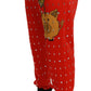 Dolce & Gabbana Red Piggy Bank Cotton Crystal Trousers Pants