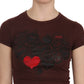 Exte Brown Hearts Short Sleeve Casual T-shirt Top