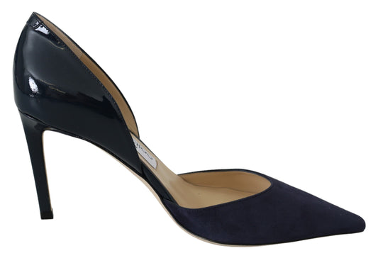 Jimmy Choo Navy Blue Leather Darylin 85 Pumps Shoes