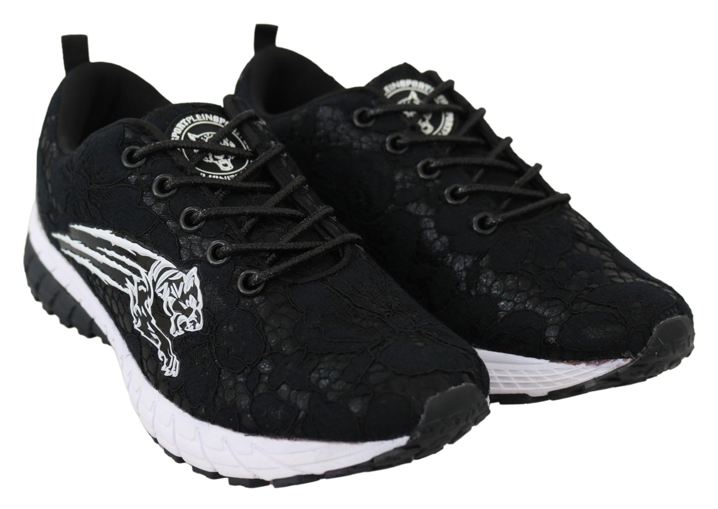 Plein Sport Black Polyester Runner Umi Sneakers Shoes