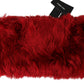 Dolce & Gabbana Red Alpaca Leather Fur Neck Wrap Shawl Scarf