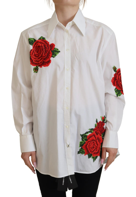 Dolce & Gabbana Elegant Floral Embroidered Silk Blend Shirt