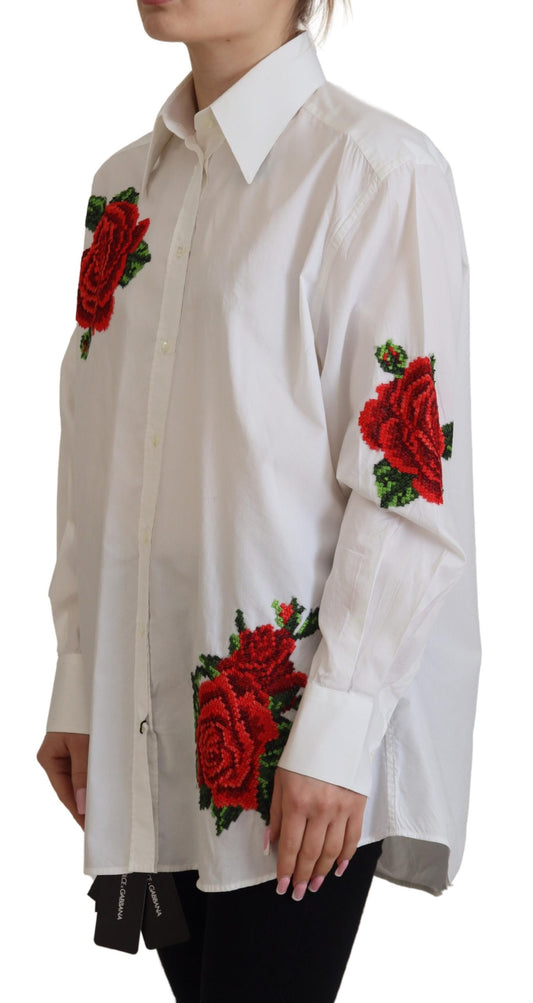 Dolce & Gabbana Elegant Floral Embroidered Silk Blend Shirt