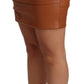 Dolce & Gabbana Brown Lambskin High Waist Mini Pleated Skirt