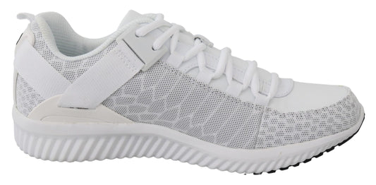 Plein Sport White Polyester Adrian Sneakers Shoes