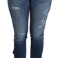 Dolce & Gabbana Blue Embellished Skinny Trouser Cotton Jeans