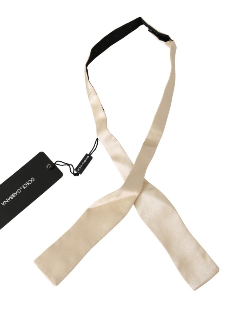Dolce & Gabbana Beige Slim Skinny Men Necktie 100% Silk Bowtie