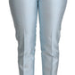 Dolce & Gabbana Light Blue Silk Cropped Tapered Trouser Pants