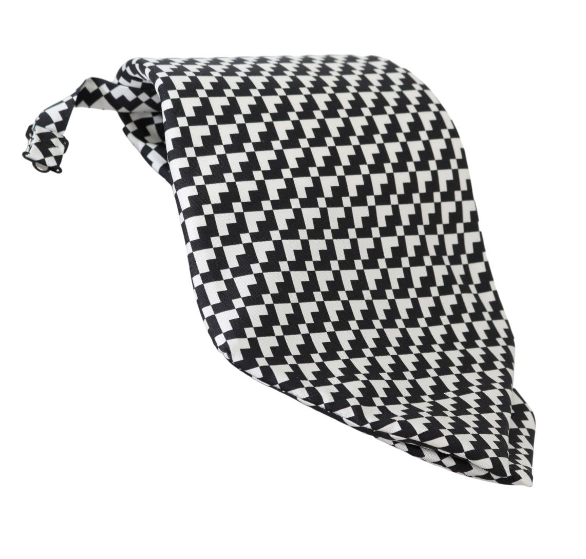Dolce & Gabbana Black Patterned Mens Necktie 100% Silk Tie