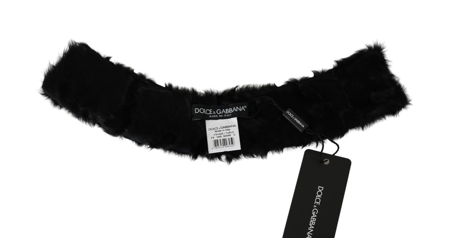 Dolce & Gabbana Elegant Black Lambskin Scarf