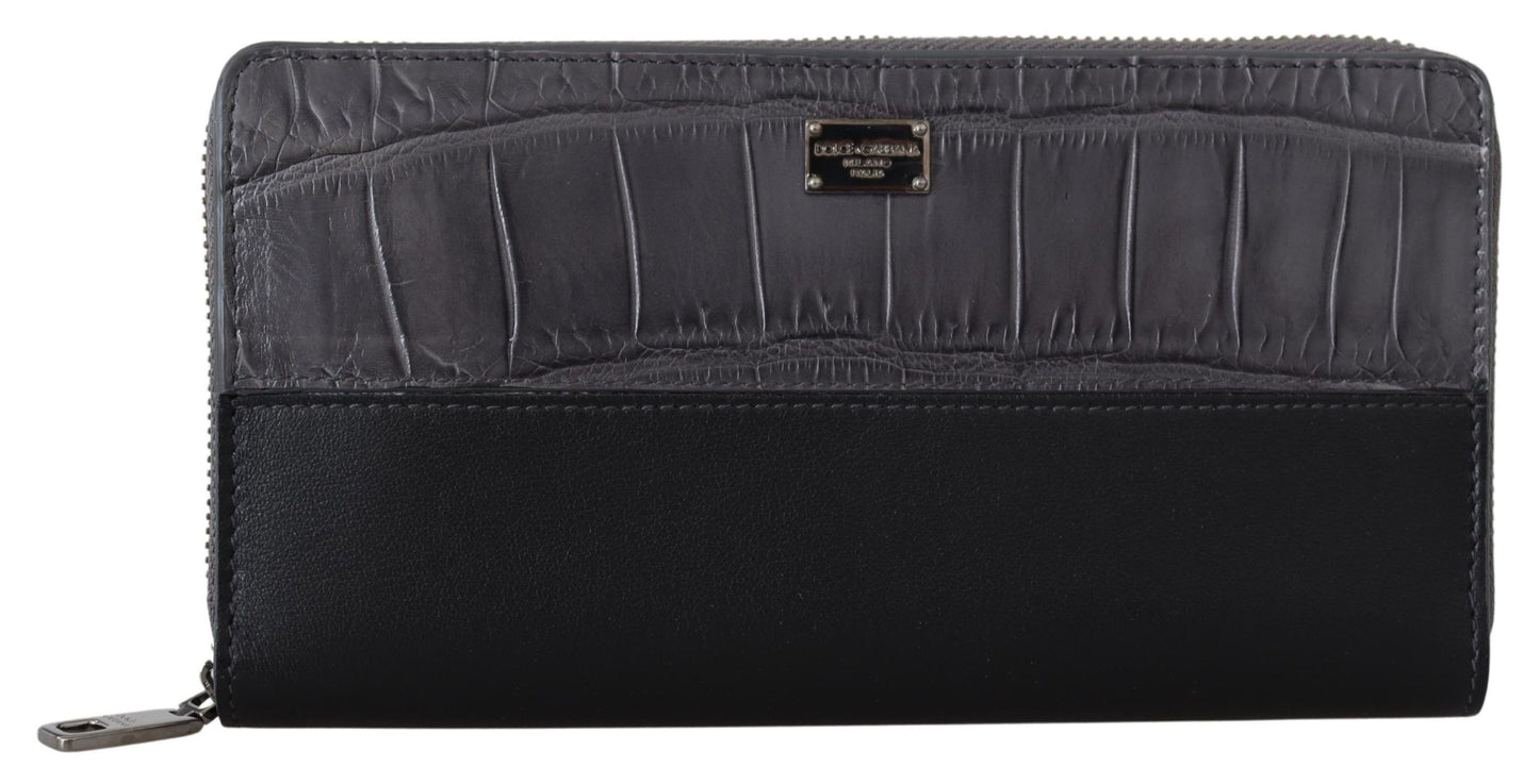 Dolce & Gabbana Elegant Textured Leather Zip-Around Wallet