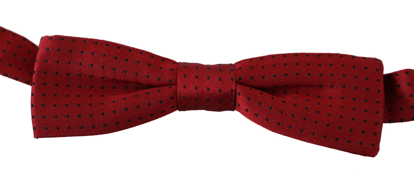 Dolce & Gabbana Red Dotted Silk Adjustable Neck Papillon Bow Tie