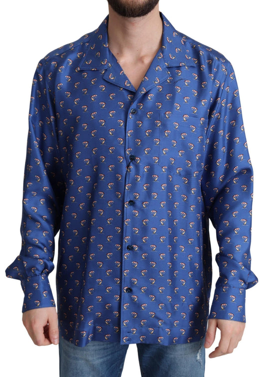 Dolce & Gabbana Silk Beach Chair Print Casual Shirt
