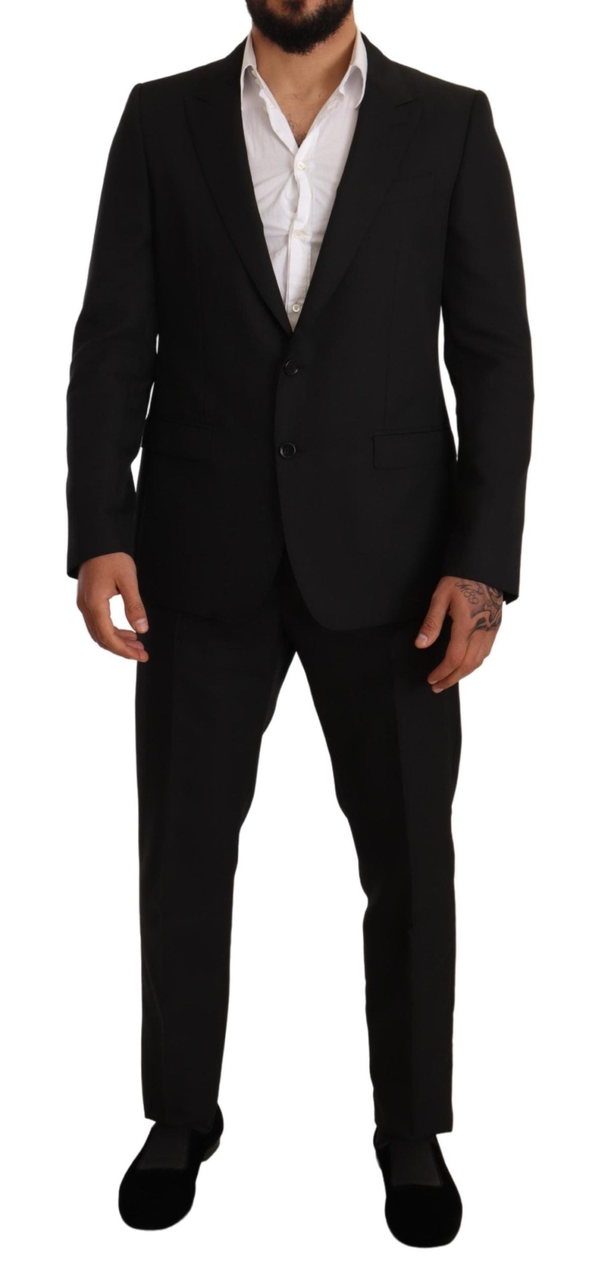 Dolce & Gabbana Black Fantasy Slim Fit Wool MARTINI Suit
