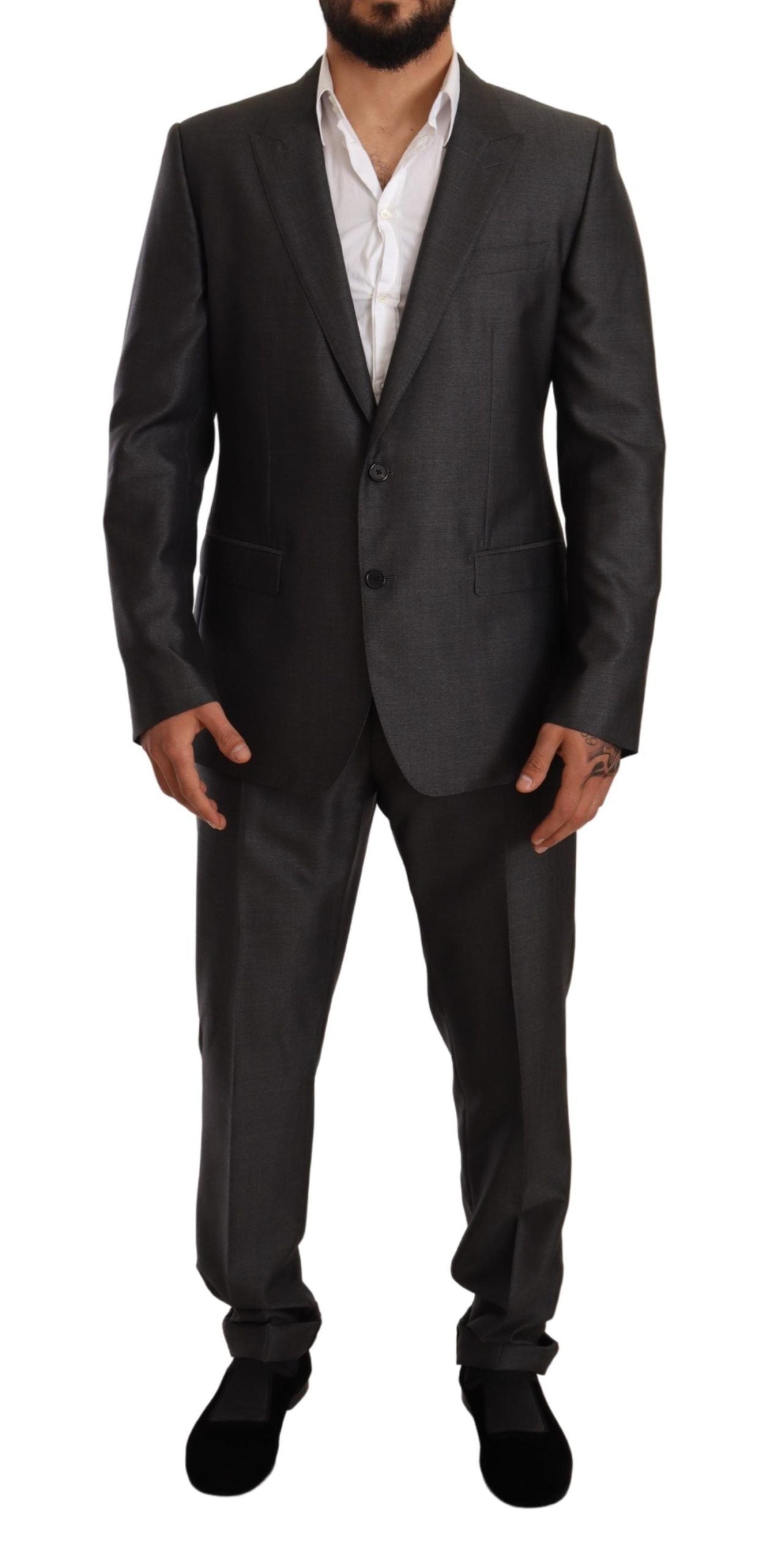 Dolce & Gabbana Elegant Gray Martini Slim Fit Silk-Wool Suit