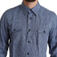 Dolce & Gabbana Blue Stripes Men Casual Button Down Shirt