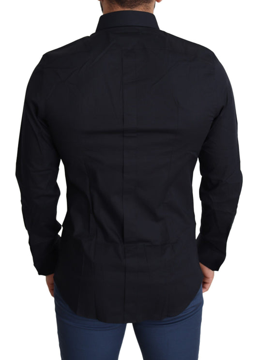 Dolce & Gabbana Sleek Black Slim Fit Cotton Stretch Dress Shirt