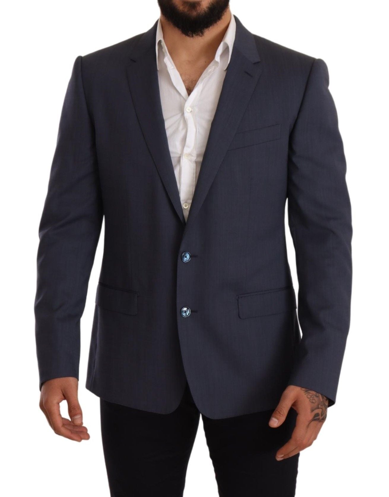 Dolce & Gabbana Blue Wool Slim Fit Jacket Coat MARTINI Blazer