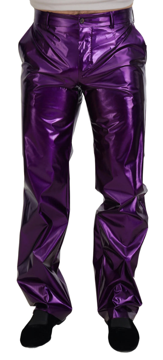 Dolce & Gabbana Elegant Shining Purple Straight Fit Pants