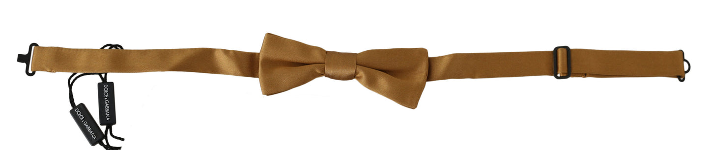 Dolce & Gabbana Gold 100% Silk Adjustable Neck Papillon Men Bow Tie
