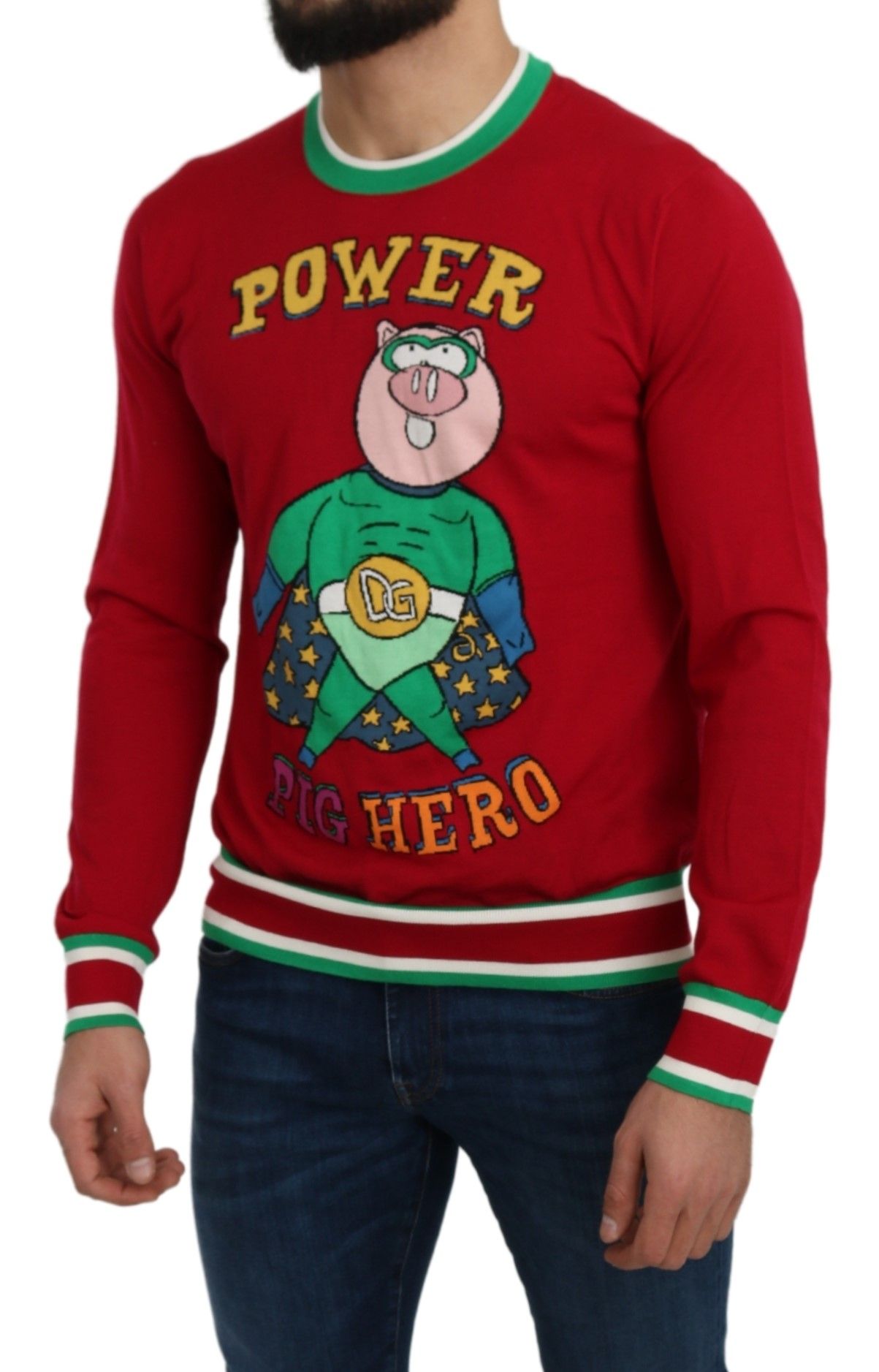 Dolce & Gabbana Red Wool Silk Pig of the Year Sweater