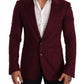 Dolce & Gabbana Maroon Cashmere Slim Fit Coat Jacket Blazer