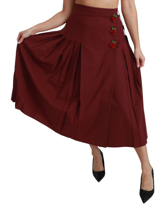 Dolce & Gabbana Elegant Red High Waist Virgin Wool Skirt