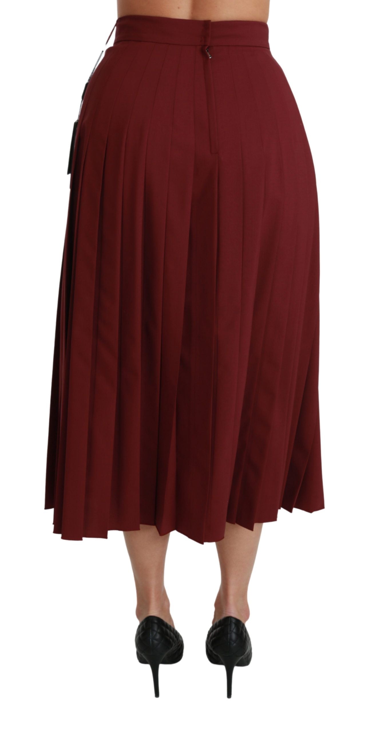 Dolce & Gabbana Elegant Red High Waist Virgin Wool Skirt
